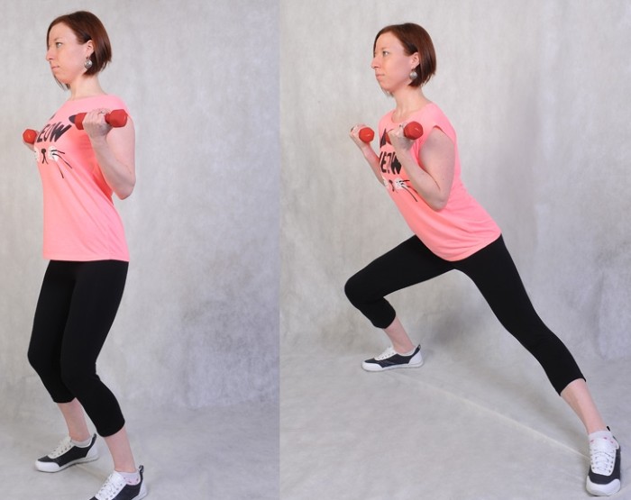 Latihan dengan dumbbells untuk wanita, gadis untuk punggung, lengan, otot dada, punggung, abs, di rumah untuk pemula