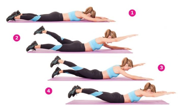 Bài tập lưng, tư thế phụ nữ, bị u xương, vẹo cột sống, thoát vị. Tập luyện có và không có tạ ở nhà