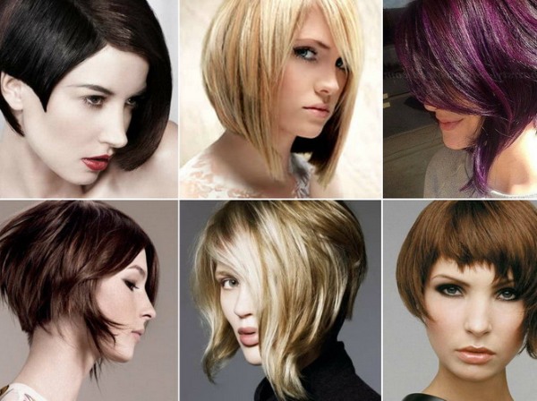 Cắt tóc bob cho ảnh tóc ngắn, mặt trước và mặt sau. Bob bob với cách để dài, tóc mái