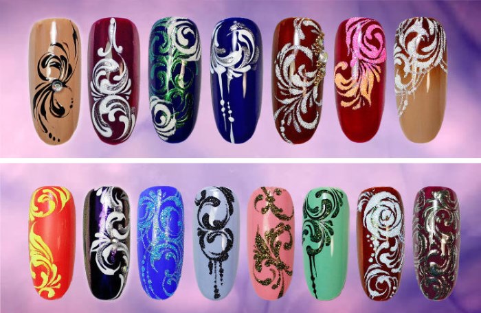 Monogramas passo a passo nas unhas.Desenho, como desenhar gel com verniz, pontos, esquema para iniciantes. Uma foto
