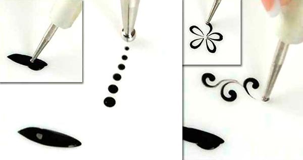 Monogramas passo a passo nas unhas. Desenho, como desenhar gel com verniz, pontos, esquema para iniciantes. Uma foto