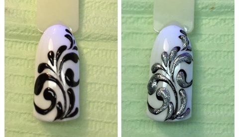 Monogramas passo a passo nas unhas. Desenho, como desenhar gel com verniz, pontos, esquema para iniciantes. Uma foto