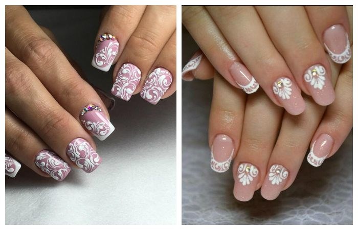 Monogramas passo a passo nas unhas. Desenho, como desenhar gel com verniz, pontos, esquema para iniciantes. Uma foto
