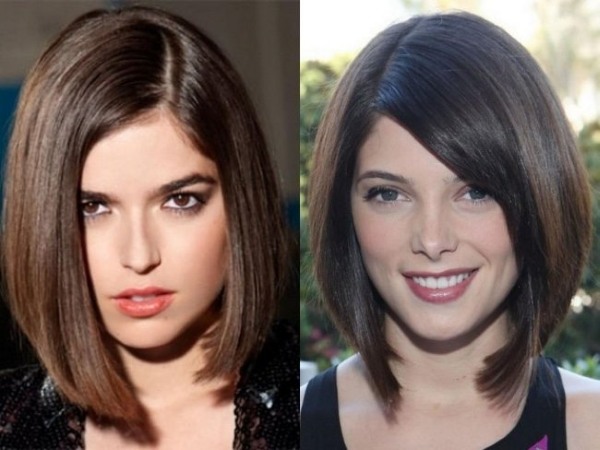 Corte de cabelo bob para cabelo curto, bob bob, bob cascade, para alongar, com franja, na perna, graduado. Uma foto