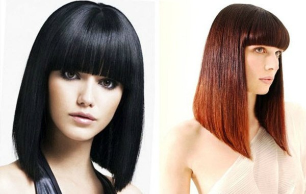 Corte de cabelo bob para cabelo curto, bob bob, bob cascade, para alongar, com franja, na perna, graduado. Uma foto