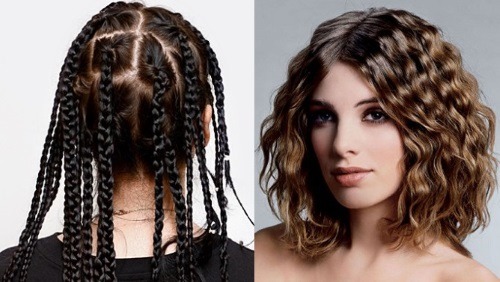 Modieuze haarstyling voor halflang haar met pony, rechte krullen en mooie krullen. Stap voor stap instructies met foto