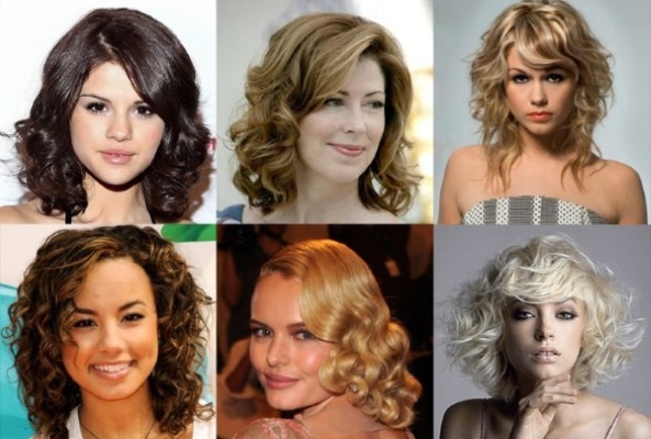 Modieuze haarstyling voor halflang haar met pony, rechte krullen en mooie krullen. Stap voor stap instructies met foto