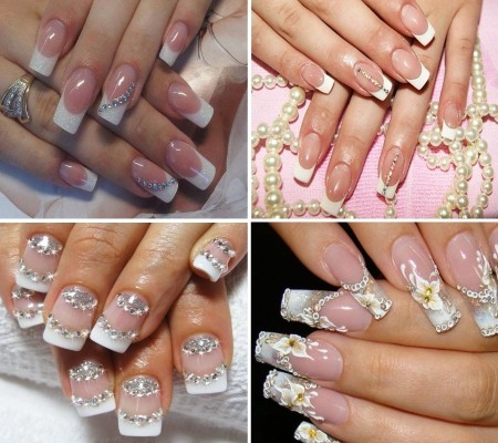 Thiết kế với kim cương giả trên móng tay. Hình ảnh về bàn tay, bàn chân, cách sửa gel bằng dầu bóng đúng và đẹp. Ý tưởng và tính mới của việc làm móng