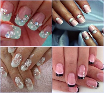 Thiết kế với kim cương giả trên móng tay.Hình ảnh về bàn tay, bàn chân, cách sửa gel bằng dầu bóng đúng và đẹp. Ý tưởng và tính mới của việc làm móng