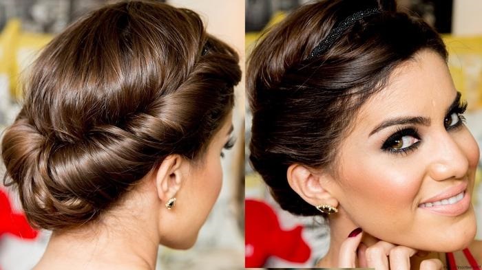 Penteado grego para cabelos longos com curativo. Instruções passo a passo com foto