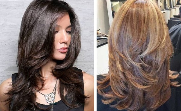 Cắt tóc xếp tầng cho tóc dài có tóc mái, không để tóc mái, mặt trái xoan, ảnh