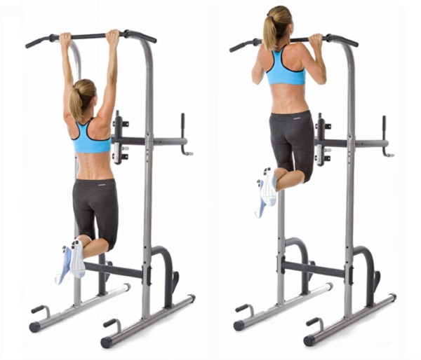 Latihan asas untuk kanak-kanak perempuan di bahu dengan berat badan sendiri, dumbbells, barbell, kettlebell, expander, di rumah dan di gim