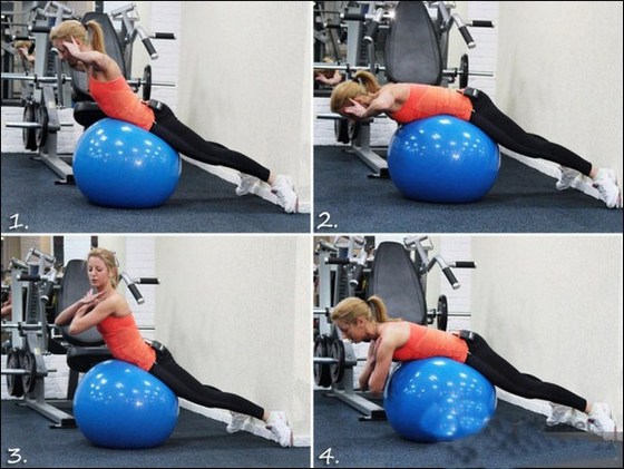 Bài tập cho cột sống với bóng theo Bubnovsky, với bệnh thoái hóa xương và thoát vị cột sống thắt lưng