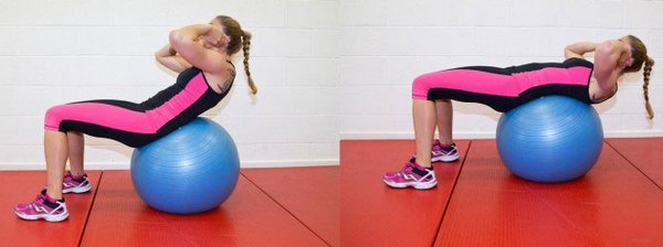 Bài tập cho cột sống với bóng theo Bubnovsky, với bệnh thoái hóa xương và thoát vị cột sống thắt lưng