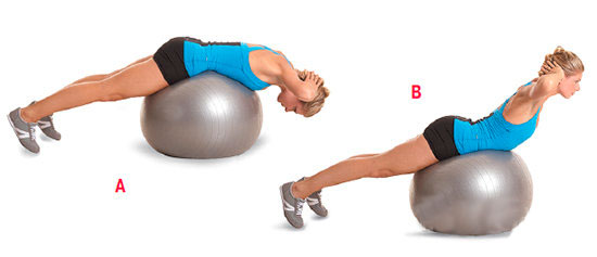 Bài tập cho cột sống với bóng theo Bubnovsky, với bệnh thoái hóa xương và thoát vị cột sống thắt lưng