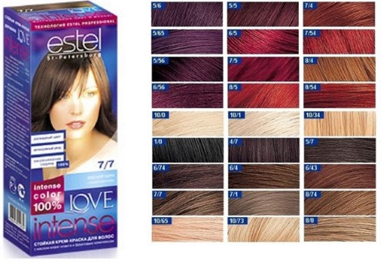 Thuốc nhuộm tóc Estelle: Bảng màu Silver Deluxe, Princess Essex, Celebrity, không chứa amoniac. Hướng dẫn sử dụng, đánh giá