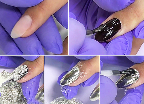 Cách phủ bột để đánh bóng gel. Hướng dẫn từng bước một cách chính xác bằng cách sử dụng một miếng bọt biển, acrylic. Một bức ảnh