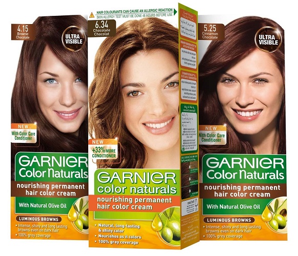 Thuốc nhuộm tóc Garnier. Bảng màu, ảnh: Naturals, Senseishen, Shine, Olia, caramel, alder, ngọc trai-tro, vàng đậm, bờ cát, tóc vàng nhạt