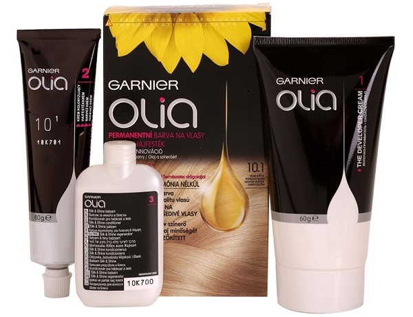 Thuốc nhuộm tóc Garnier. Bảng màu, ảnh: Naturals, Senseishen, Shine, Olia, caramel, alder, ngọc trai-tro, vàng đậm, bờ cát, vàng nhạt