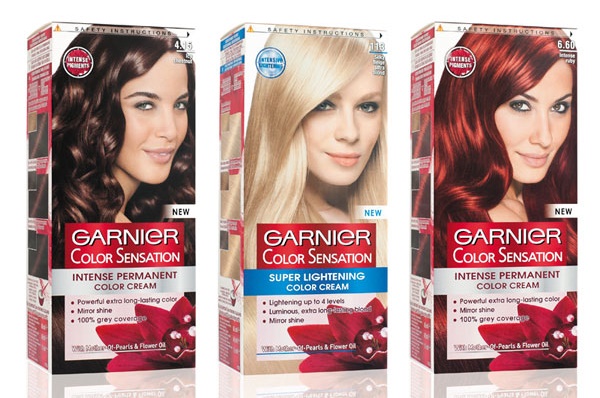 Thuốc nhuộm tóc Garnier. Bảng màu, ảnh: Naturels, Senseishen, Shine, Olia, caramel, alder, ngọc trai-tro, tóc vàng đậm, bờ cát, tóc vàng nhạt