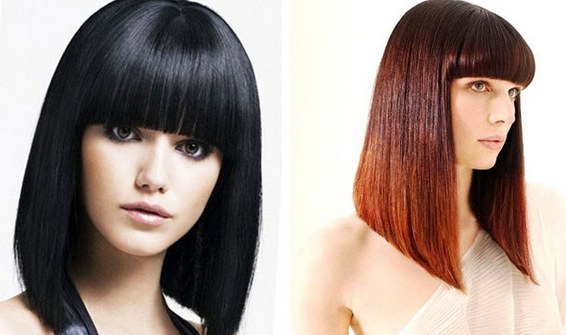 Tóc bob dài với tóc mái thưa. Ảnh, khuôn mặt tròn, thon dài, vuông, chữ nhật, hình bầu dục trông như thế nào
