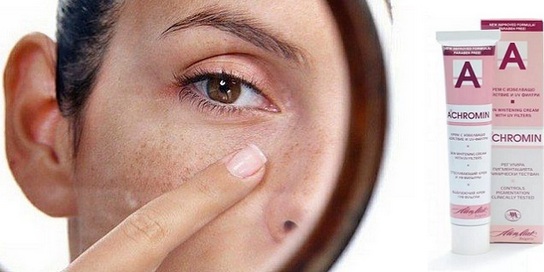 Kem Achromin cho các đốm đồi mồi. Nhận xét của bác sĩ, hướng dẫn sử dụng, chỉ định và chống chỉ định, hình ảnh trước và sau