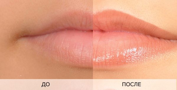 Trang điểm môi vĩnh viễn: với bóng mờ, hiệu ứng mở rộng, 3d, ombre, trong kỹ thuật màu nước, môi nhung. Ảnh trước và sau