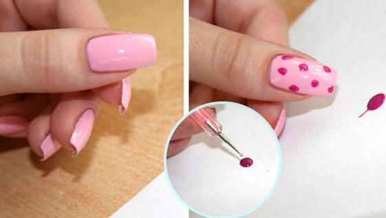 Các bản vẽ đơn giản trên móng tay với sơn bóng, sơn gel, kim, sơn acrylic, bột. Làm móng tay thời trang từng bước tại nhà