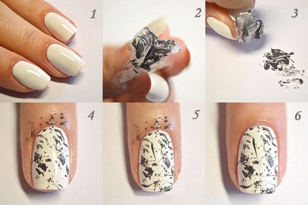 Manicure com verniz preto e branco para unhas curtas e longas. Fotos, designs