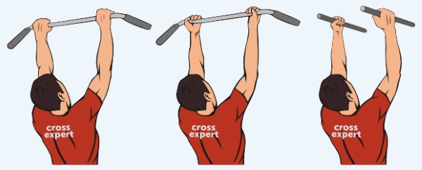 Kéo xà ngang dành cho nữ. Chương trình lên đến 100 lần, các bài tập trên xà đơn với dây thun