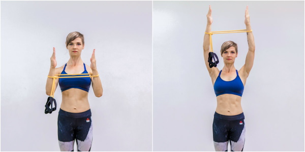 Latihan tangan dengan tali elastik untuk wanita di rumah untuk menurunkan berat badan. Video