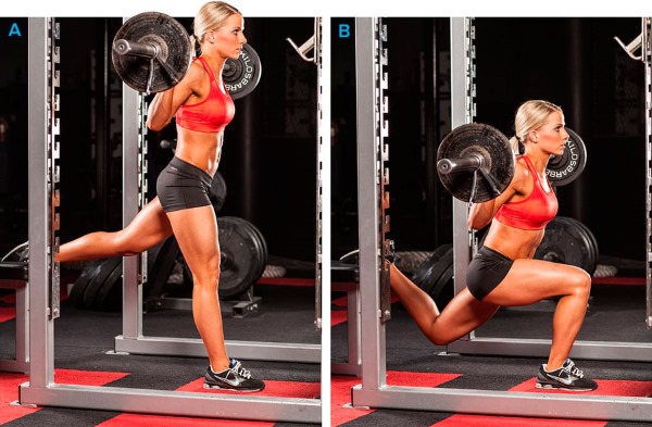 Smith squat cho con gái. Kỹ thuật thực hiện các động tác tập mông, đầu gối, co một chân, cơ tứ đầu đùi, tư thế thẳng lưng rộng hẹp.