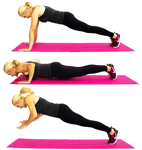 Cara mengepam bahagian bawah otot dada dengan dumbbells, push-up, barbell