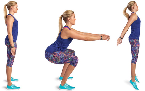 Squats dengan elastik pada kaki untuk punggung. Kesan otot mana yang berfungsi